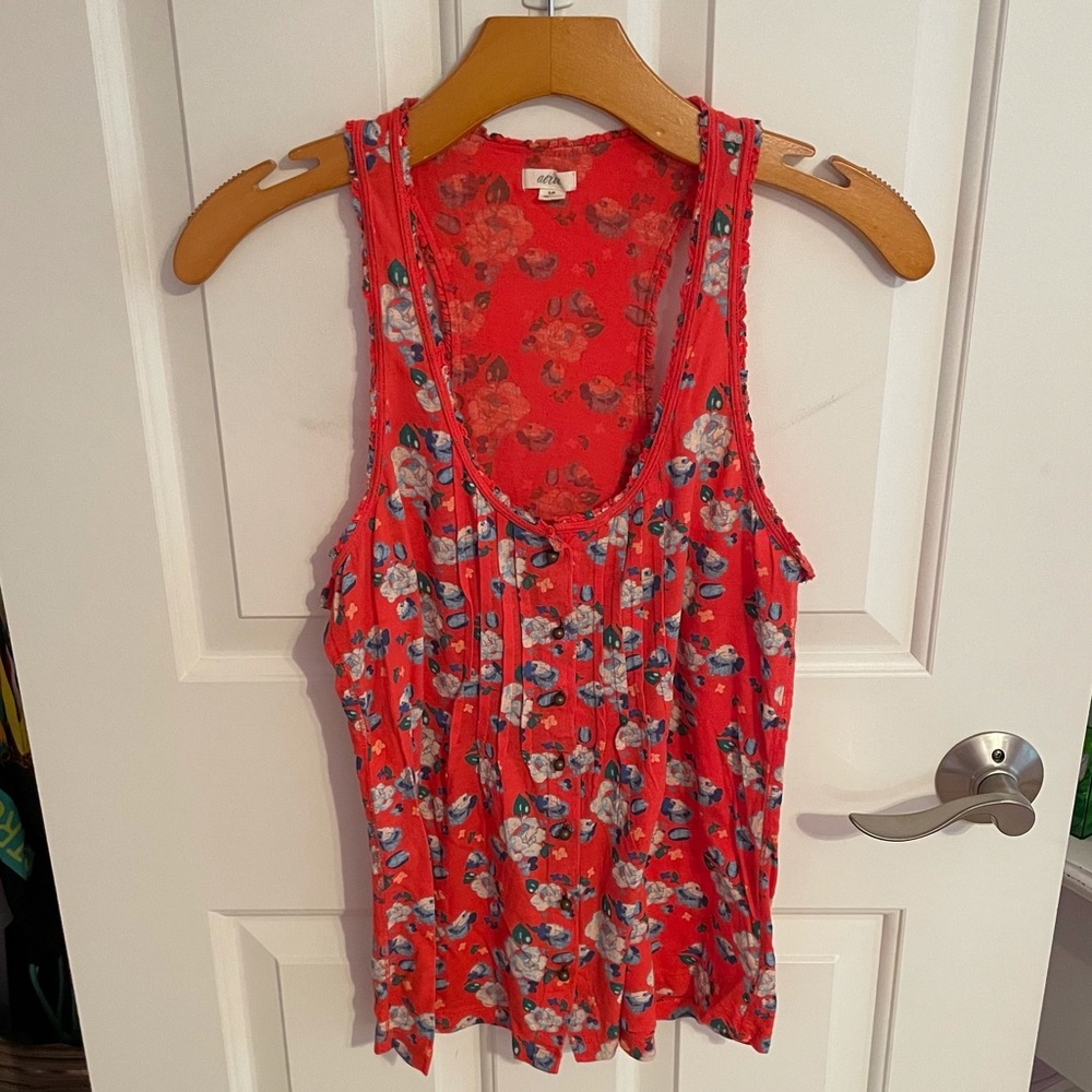Aerie button up floral tank top